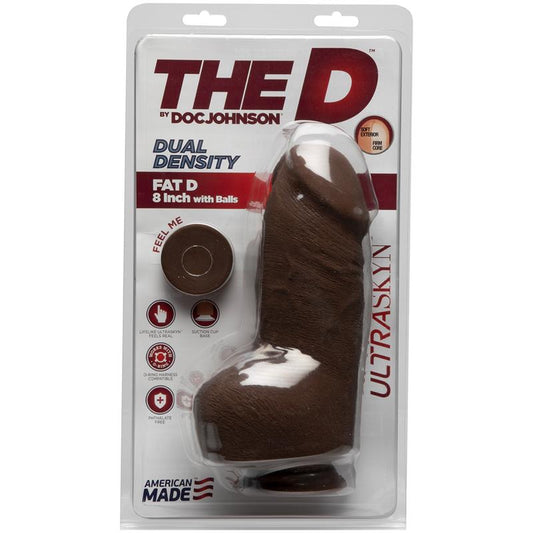 Dual Density Dildo Fat D with Balls 8 Ultraskyn Chocolate - UABDSM