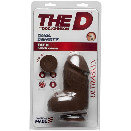 Dual Density Dildo Fat D with Testicles 6 Ultraskyn Chocolate - UABDSM