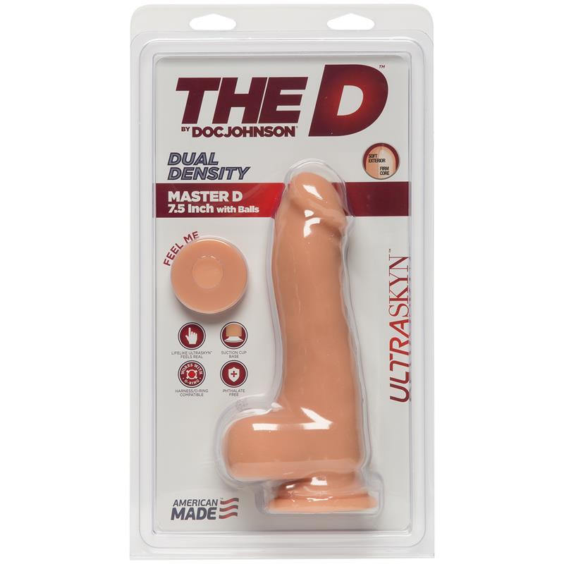 Dual Density Dildo Master D with Testicles 7.5 Ultraskyn Vanilla - UABDSM