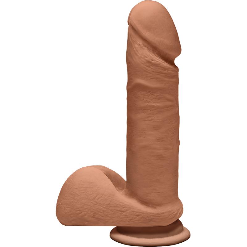 Dual Density Dildo Perfect D with Testicles 7 Caramel - UABDSM