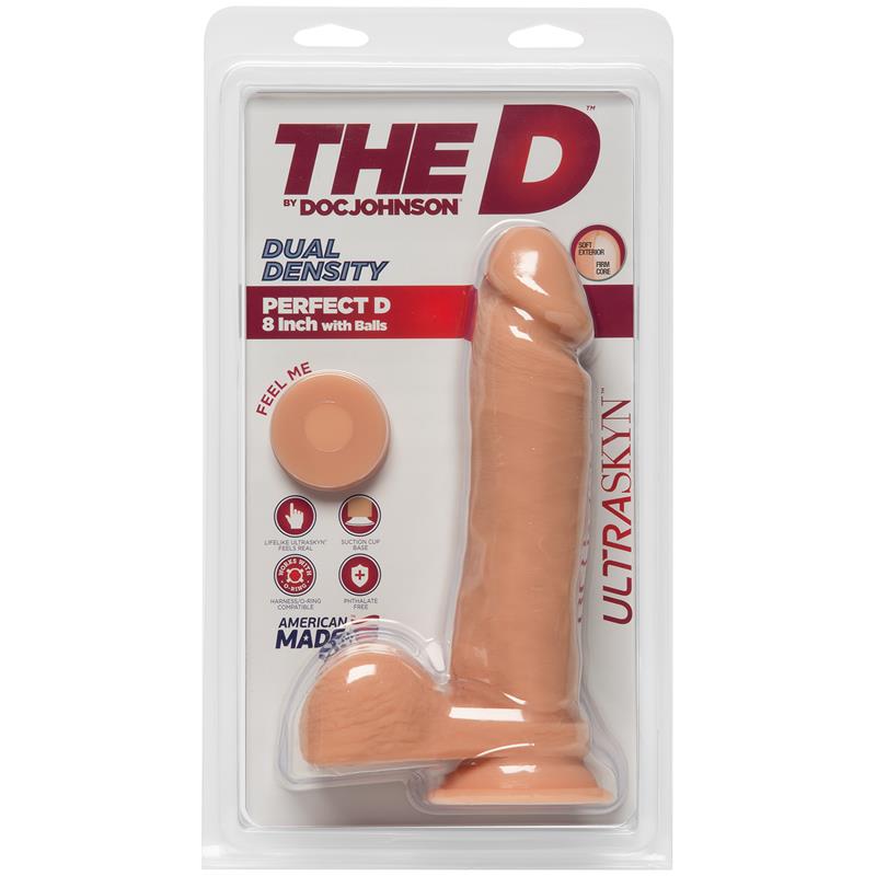 Dual Density Dildo Perfect D with Testicles 8 Vanilla - UABDSM