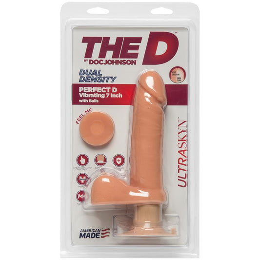 Dual Density Dildo Perfect D with Vibration and Testicles 7 Vanilla - UABDSM