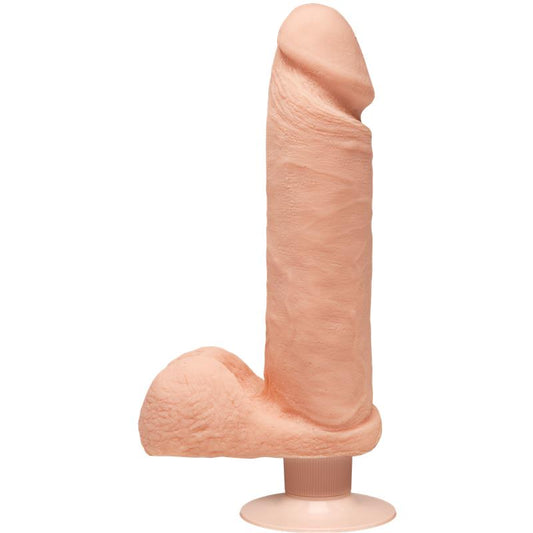 Dual Density Dildo Perfect D with Vibration and Testicles 8 Vanilla - UABDSM