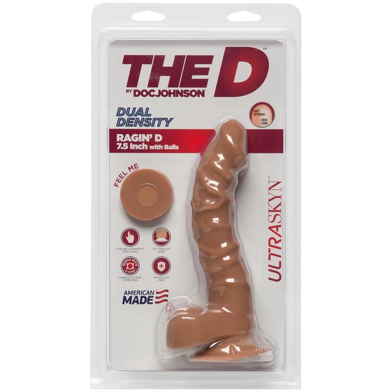 Dual Density Dildo RaginD with Balls 7.5 Caramel - UABDSM