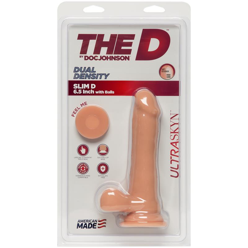 Dual Density Dildo Slim D with Testicles 6 Vanilla - UABDSM