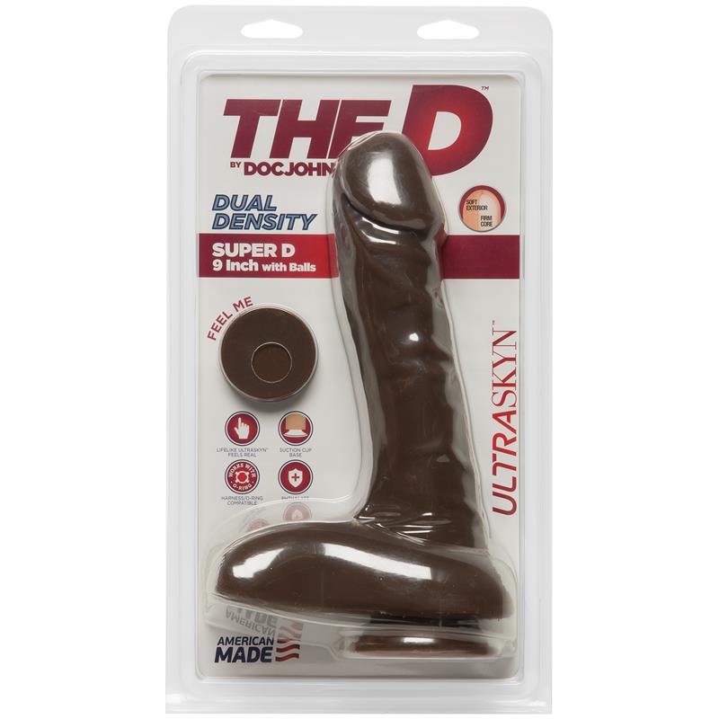 Dual Density Dildo Super D 9 Ultraskyn Chocolate - UABDSM