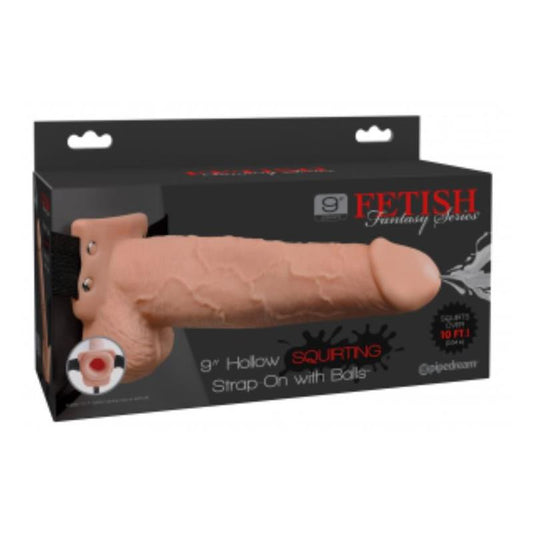 Elastic Strap-On with 9 Hollow Dildo Squirting Function Flesh - UABDSM