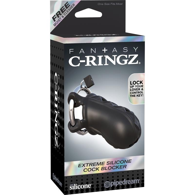 Fantasy C-Ringz Extreme Silicone Cock Blocker Black - UABDSM