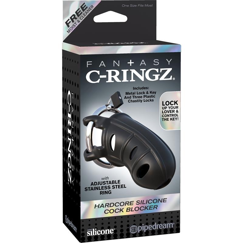 Fantasy C-Ringz Hardcore Silicone Cock Blocker Black - UABDSM