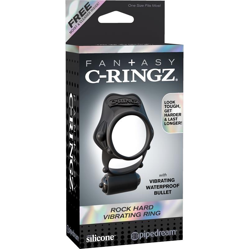Fantasy C-Ringz Rock Hard Vibrating Ring Black - UABDSM