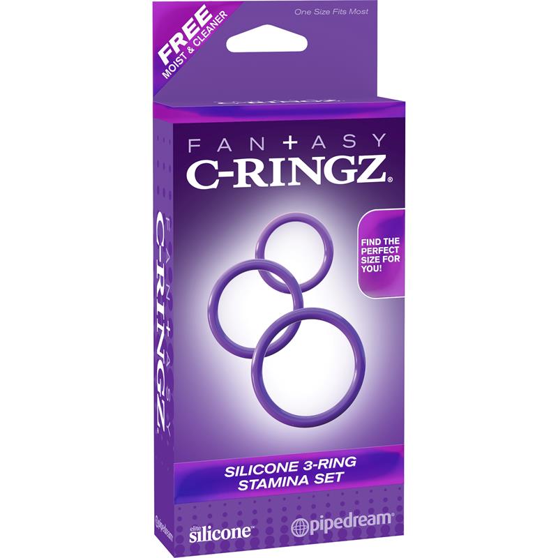 Fantasy C-Ringz Silicone 3-Ring Stamina Set Purple - UABDSM