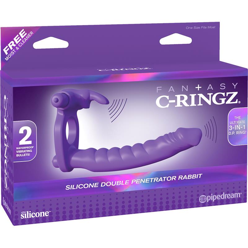 Fantasy C-Ringz Silicone Double Penetrator Rabbit Purple - UABDSM