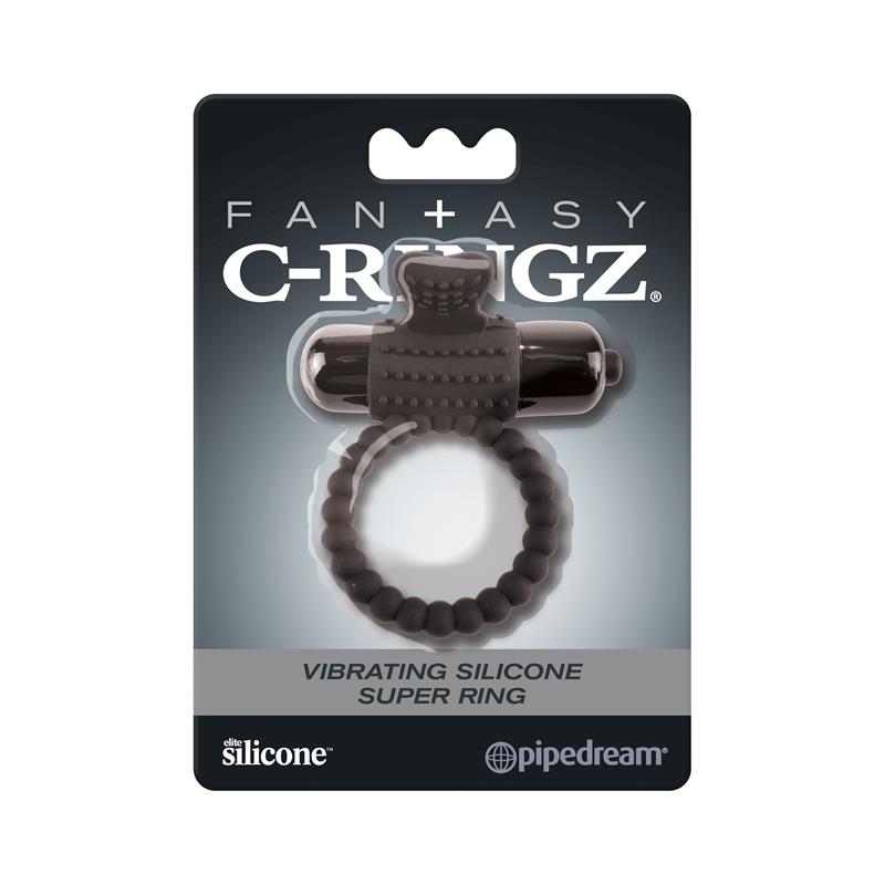 Fantasy C-Ringz Vibrating Silicone Super Ring Black - UABDSM