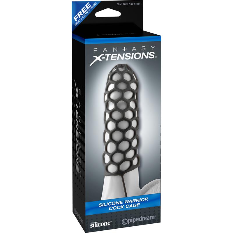 Fantasy X-tensions  Silicone Warrior Cock Cage-Bla - UABDSM