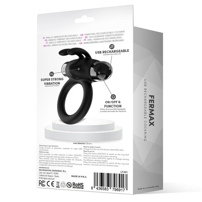 Fermax Vibrating Ring with Rabbit USB Silicone Black - UABDSM