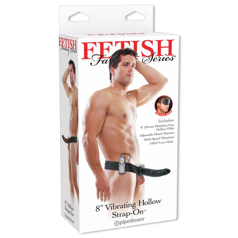 Fetish Fantasy Series 20 cm Vibrating Hollow Strap-On Black - UABDSM