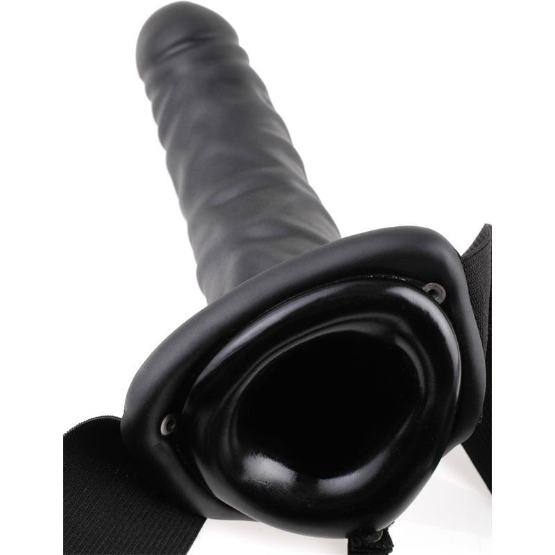 Fetish Fantasy Series 20 cm Vibrating Hollow Strap-On Black - UABDSM