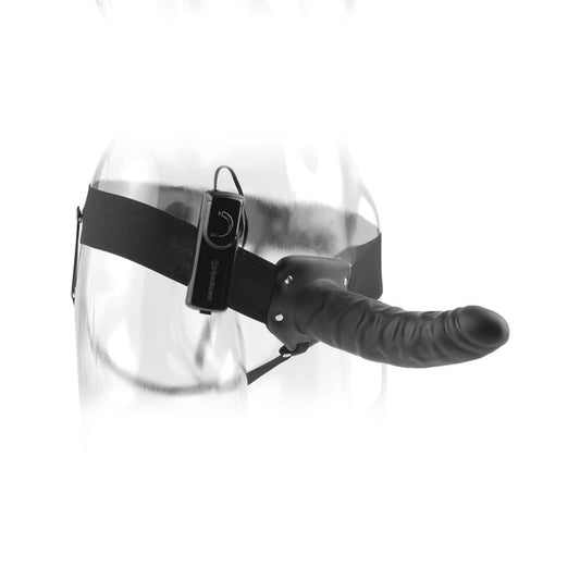 Fetish Fantasy Series 20 cm Vibrating Hollow Strap-On Black - UABDSM