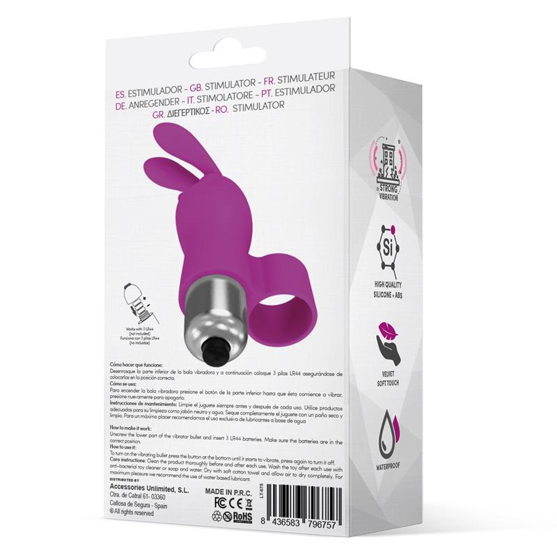 Fingyhop Vibrating Bullet with Rabbit Silicone Purple - UABDSM