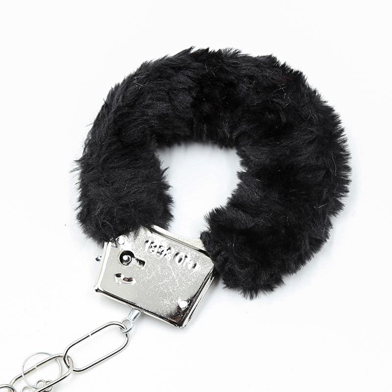 Furry Metal Handcuffs Black - UABDSM