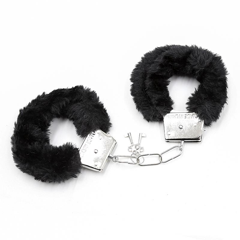 Furry Metal Handcuffs Black - UABDSM