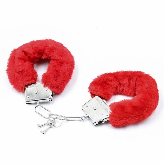 Furry Metal Handcuffs Red - UABDSM