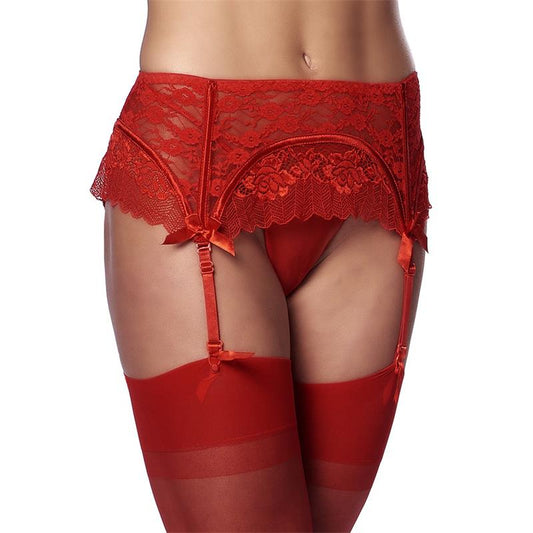 Garter Belt with Thong and Stockings Red - UABDSM