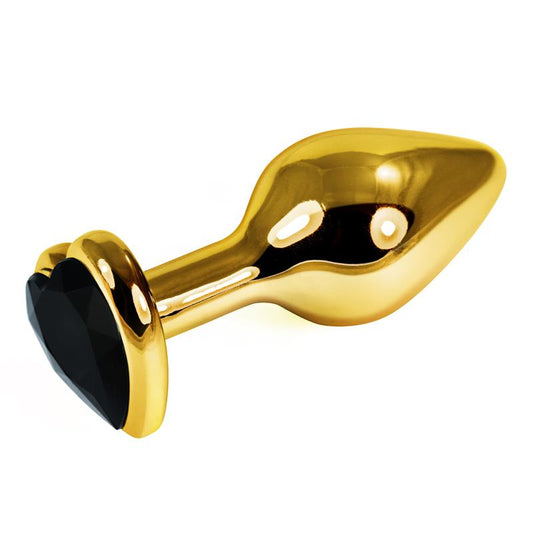 Gold Butt Plug Rosebud with Black Jewel - UABDSM