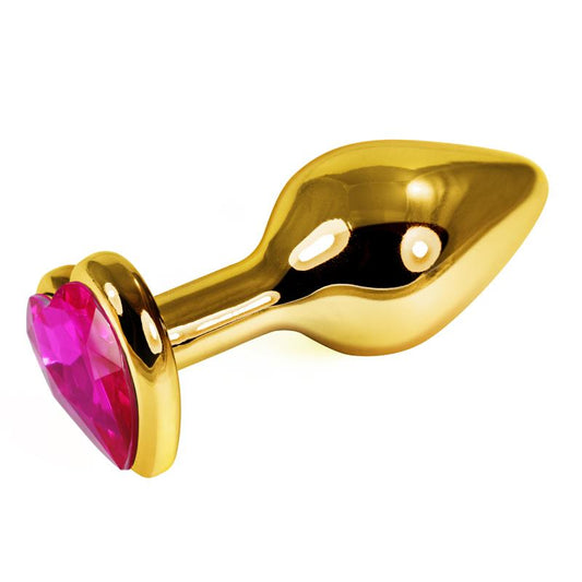 Gold Butt Plug Rosebud with Fuchsia Jewel - UABDSM