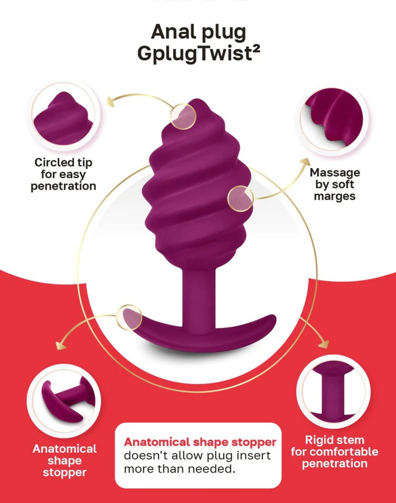 Gvibe - Gplug Twist 2 - Butt Plug - Purple - UABDSM