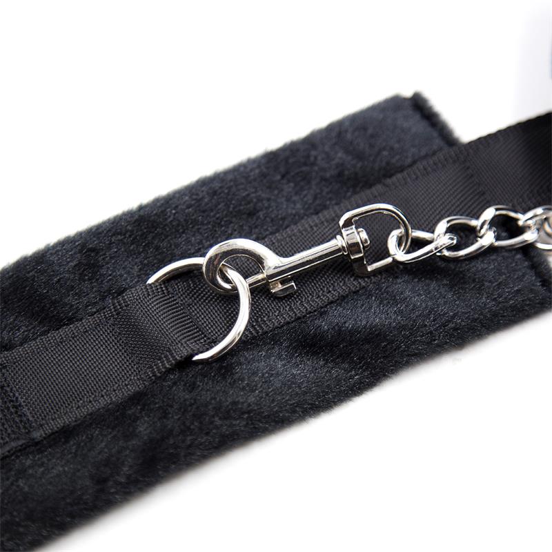 Handcuffs with Velcro with Long Fur Black - UABDSM