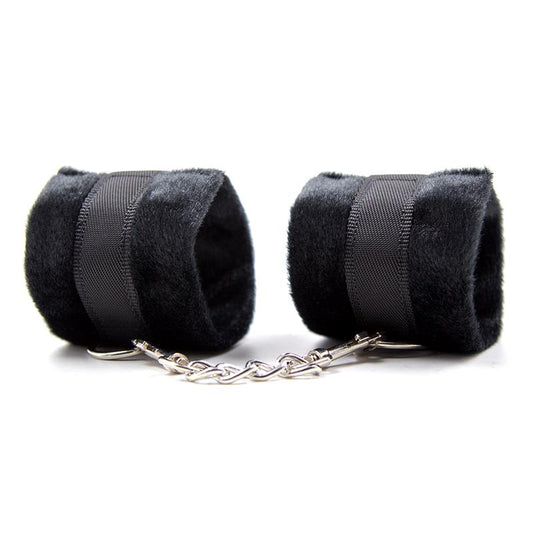 Handcuffs with Velcro with Long Fur Black - UABDSM