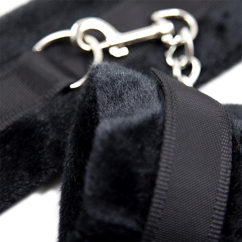 Handcuffs with Velcro with Long Fur Black - UABDSM