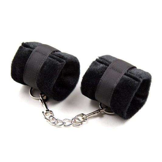 Handcuffs with Velcro with Long Fur Black - UABDSM