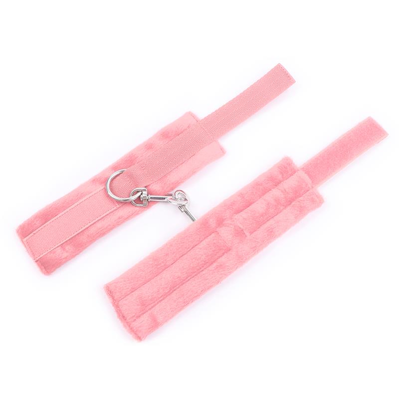 Handcuffs with Velcro with Long Fur Pink - UABDSM