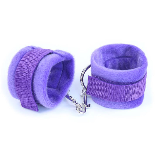 Handcuffs with Velcro with Long Fur Purple - UABDSM