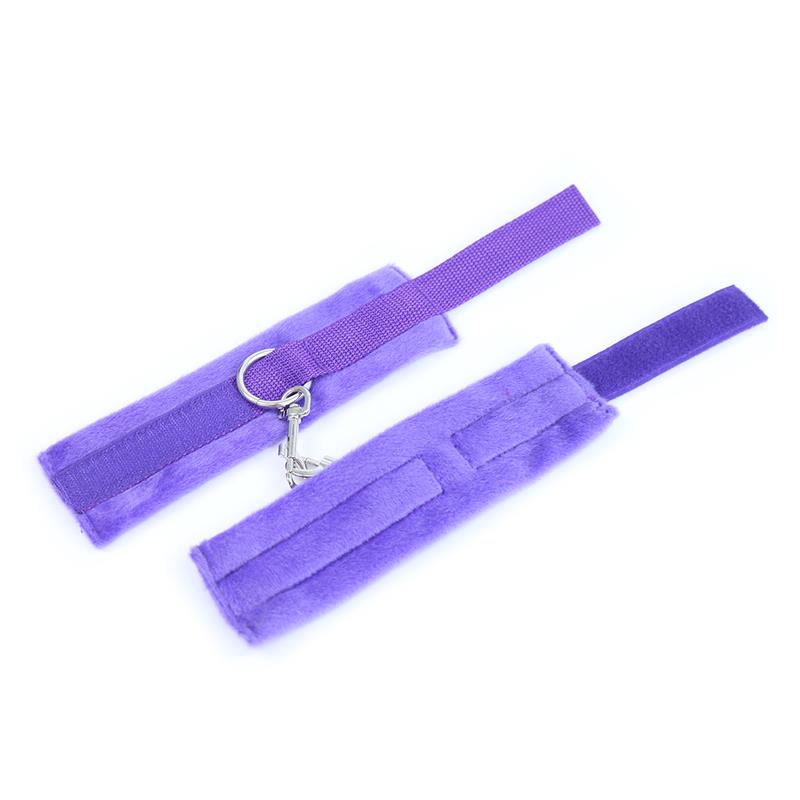 Handcuffs with Velcro with Long Fur Purple - UABDSM