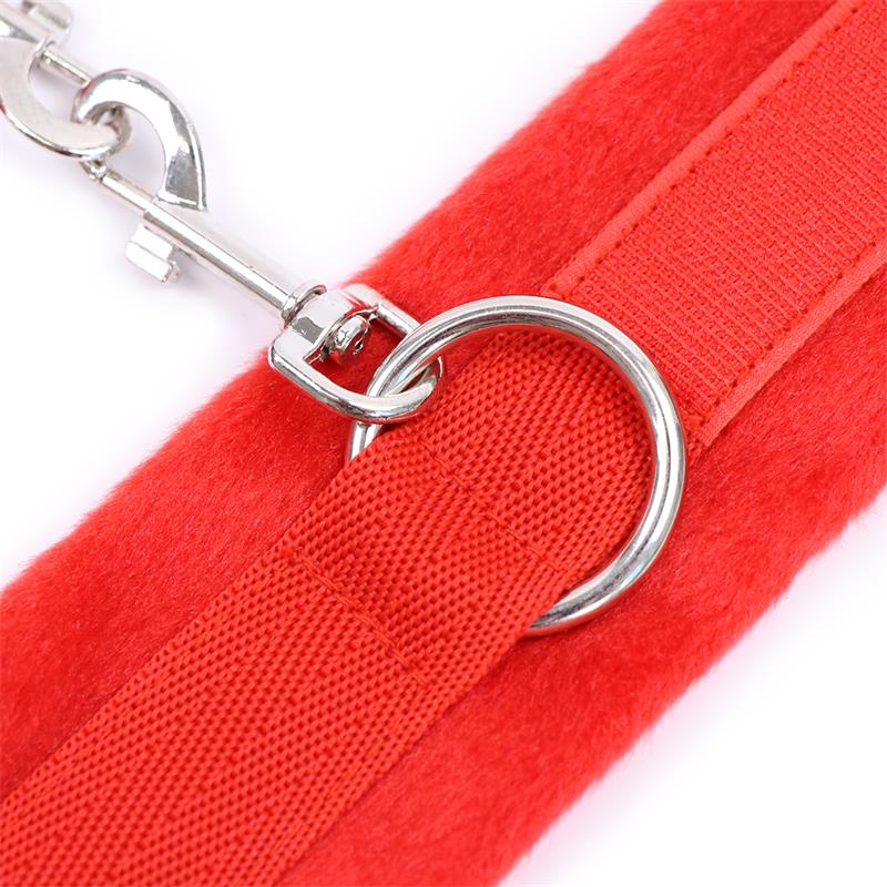 Handcuffs with Velcro with Long Fur Red - UABDSM