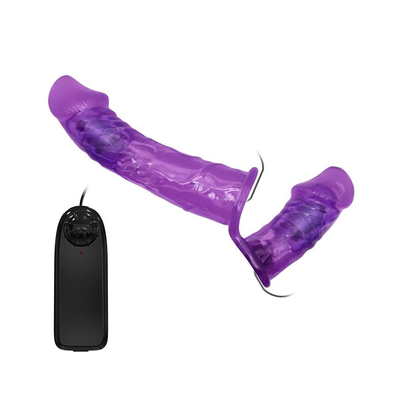 Harness Double Dildo with Vibration Purple - UABDSM