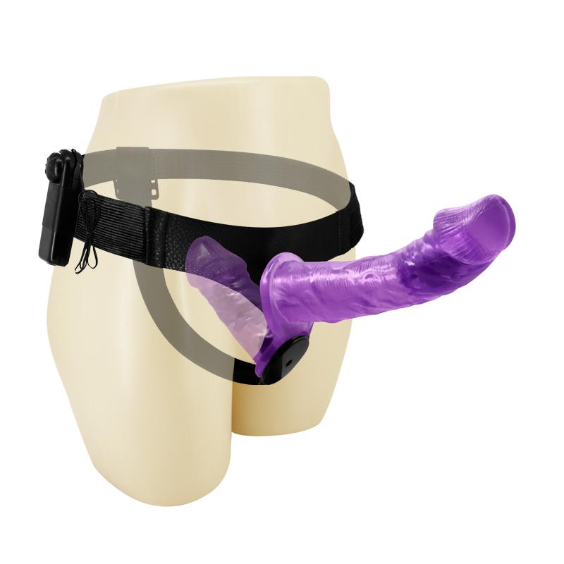 Harness Double Dildo with Vibration Purple - UABDSM