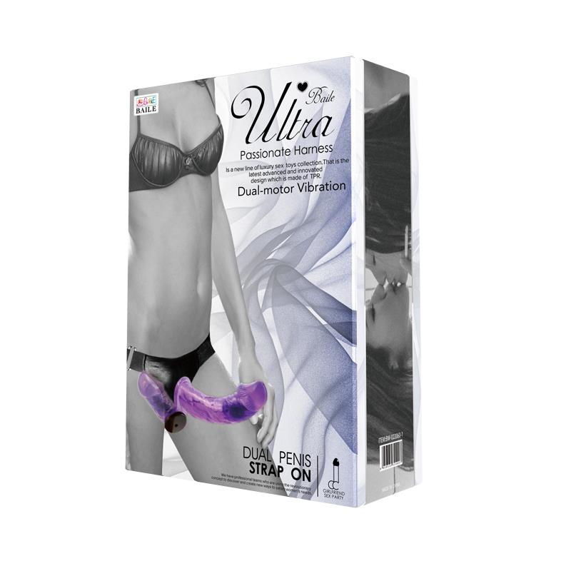 Harness Double Dildo with Vibration Purple - UABDSM