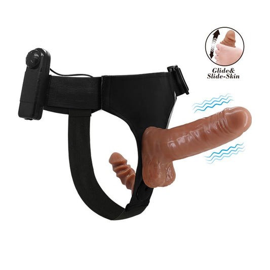 Harness with Double Retractable Dildo with Vibration - UABDSM