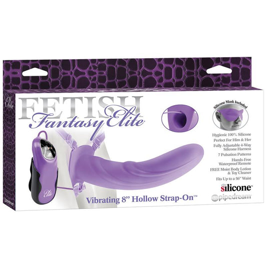 Harness with Hollow Dildo with Vibration 20 cm Purple - UABDSM
