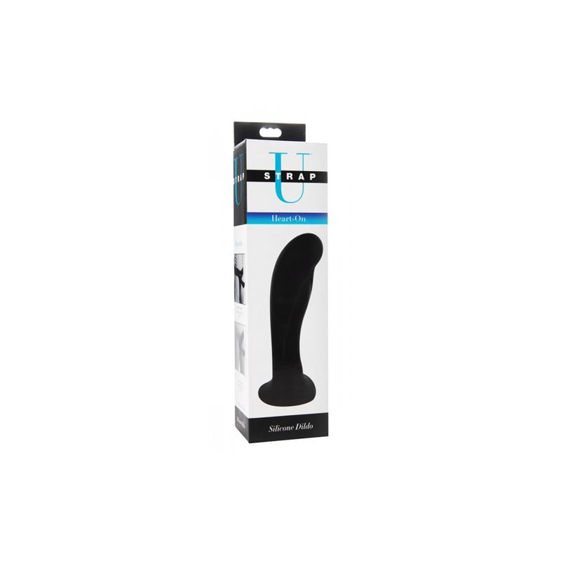 Heart On Silicone Harness Dildo Black - UABDSM