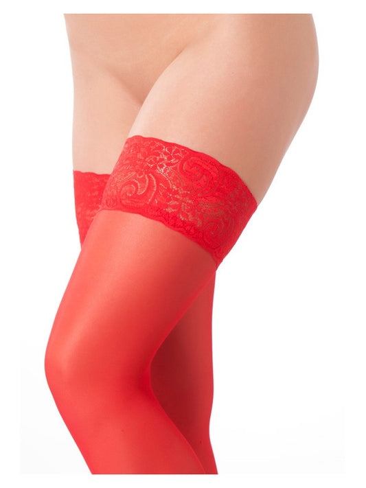 Amorable By Rimba - Hold-Up Stockings - One Size - Red - UABDSM