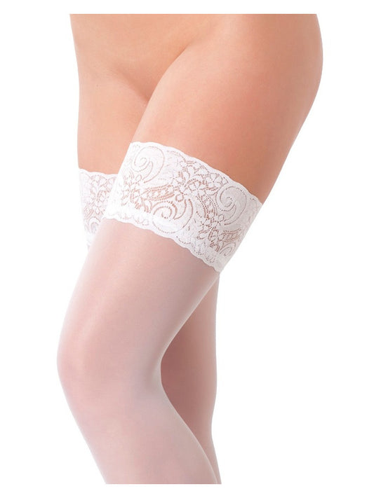 Amorable By Rimba - Hold-Up Stockings - One Size - White - UABDSM