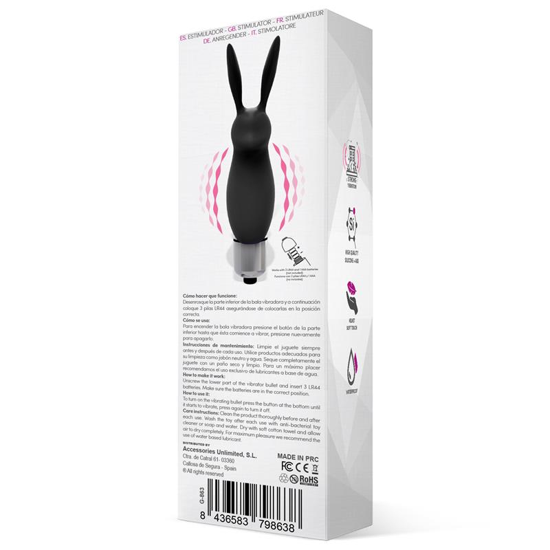 Hopye Rabbit Vibrating Bullet Silicone Black - UABDSM