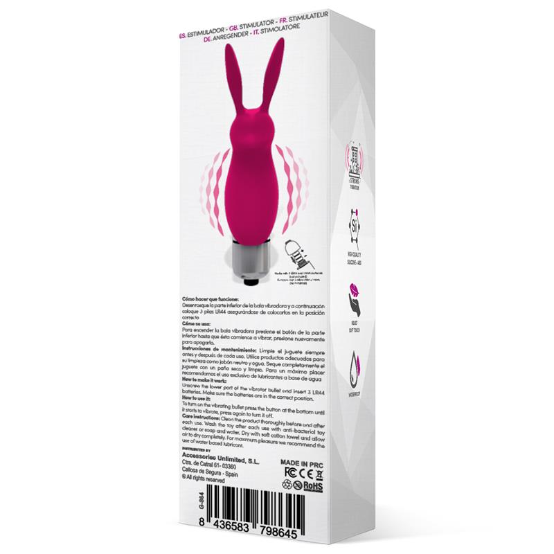 Hopye Rabbit Vibrating Bullet Silicone Pink - UABDSM