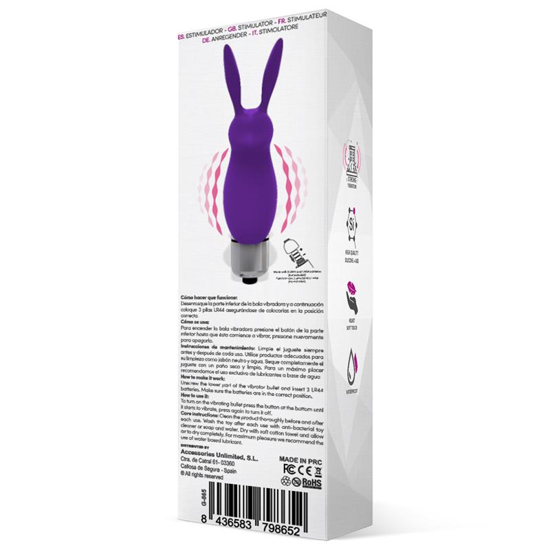 Hopye Rabbit Vibrating Bullet Silicone Purple - UABDSM