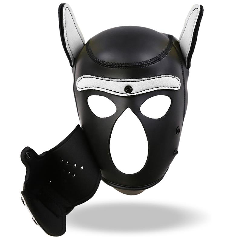 Hound Neoprene Dog Hood with Removable Muzzle White/Black One Size - UABDSM
